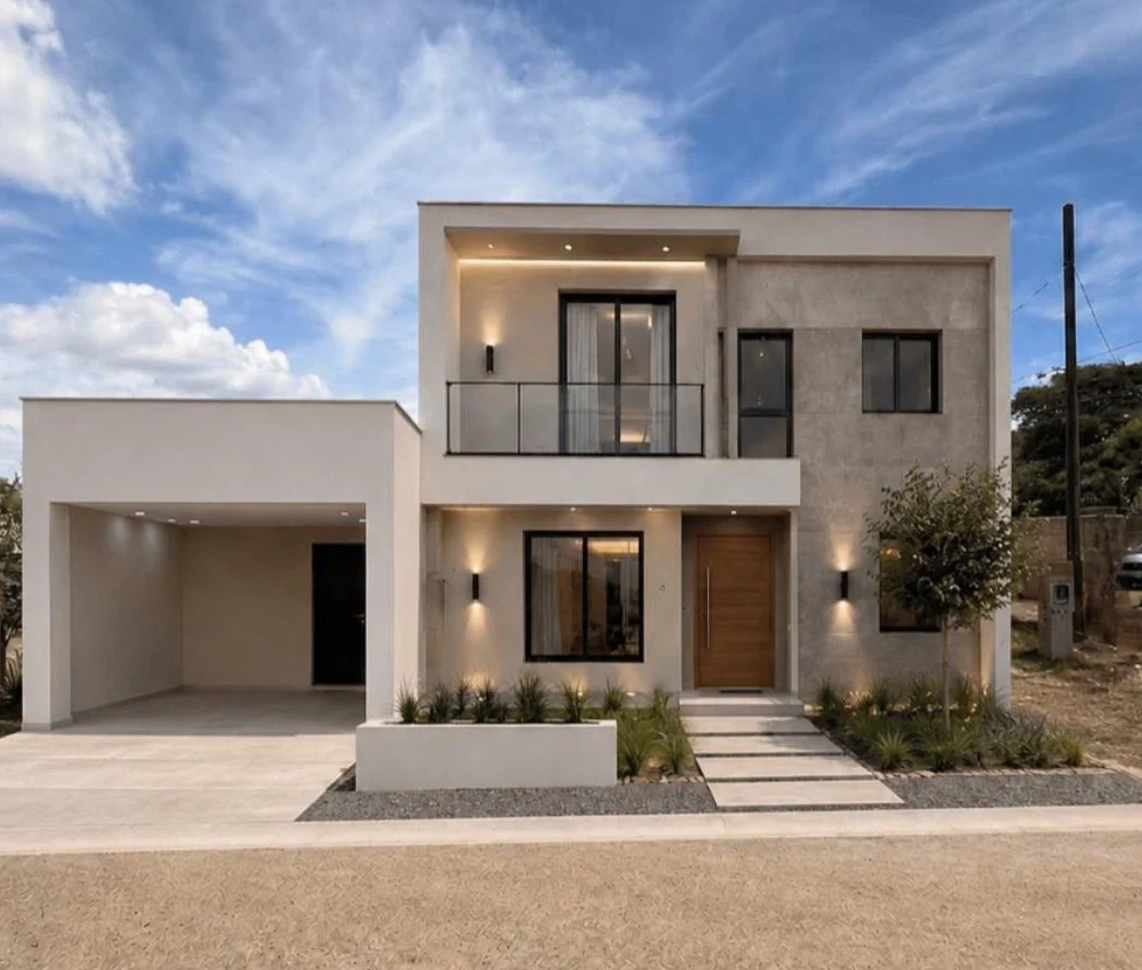 Modelo Sara: vivienda de dos plantas con balcón y cochera